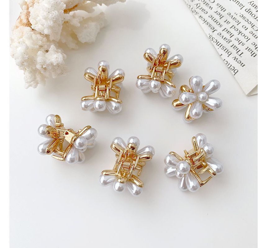 Faux Pearl Flower Hair Claw / Set of 6