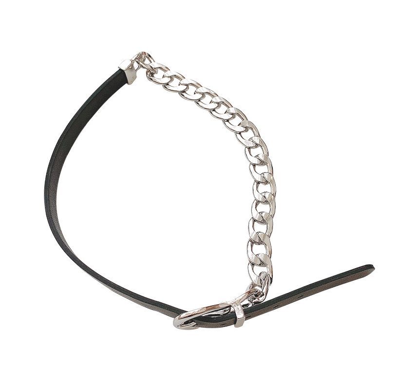 Chain Faux Leather Buckle Choker