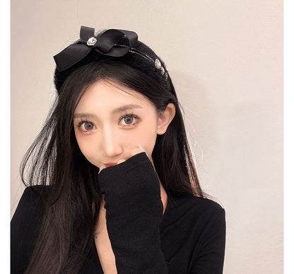 Rhinestone Headband Bow Fluffy