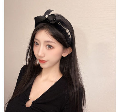 Rhinestone Headband Bow Fluffy