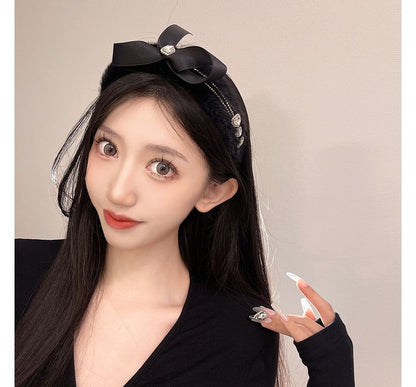 Rhinestone Headband Bow Fluffy