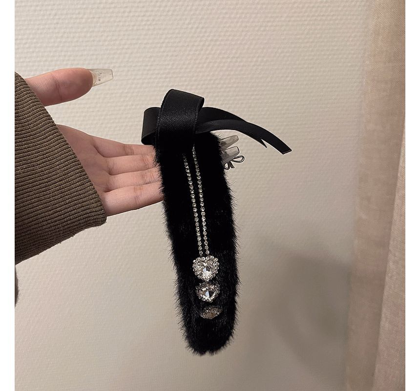 Rhinestone Headband Bow Fluffy