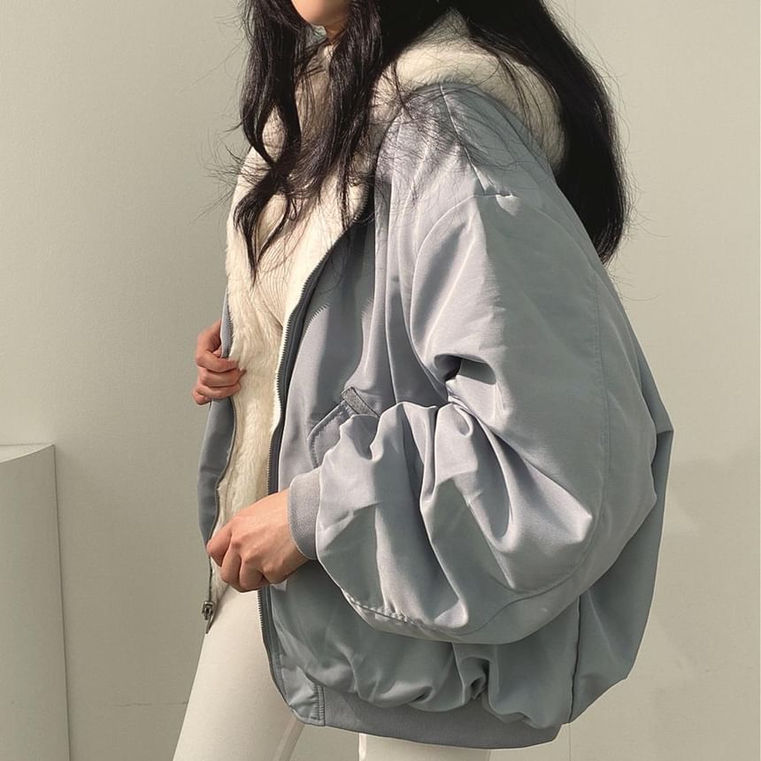 Reversible Hood Fluffy Zip Jacket