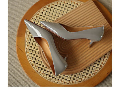Patent Kitten Heel Pointed Pumps
