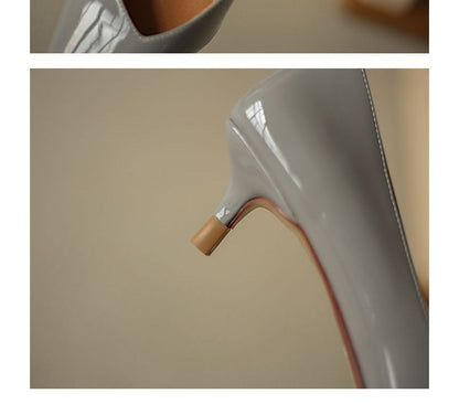 Patent Kitten Heel Pointed Pumps
