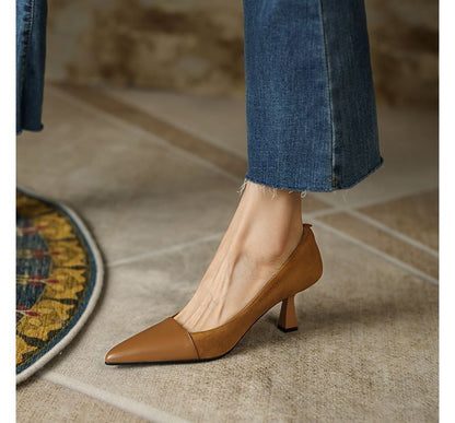Faux Suede Kitten Heel Pointed Pumps