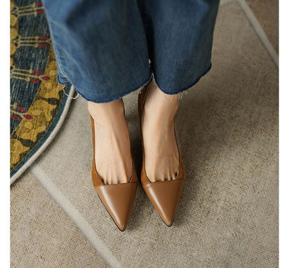 Faux Suede Kitten Heel Pointed Pumps