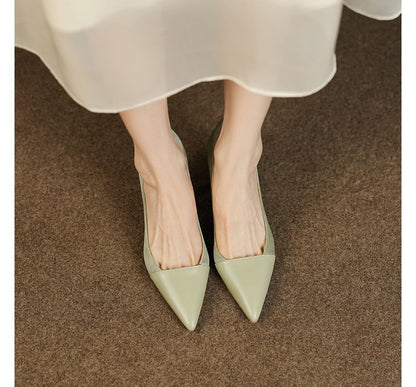 Faux Suede Kitten Heel Pointed Pumps