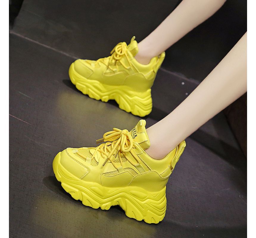 Platform Hidden Wedge Lace Up Sneakers