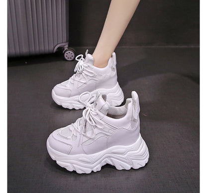 Platform Hidden Wedge Lace Up Sneakers