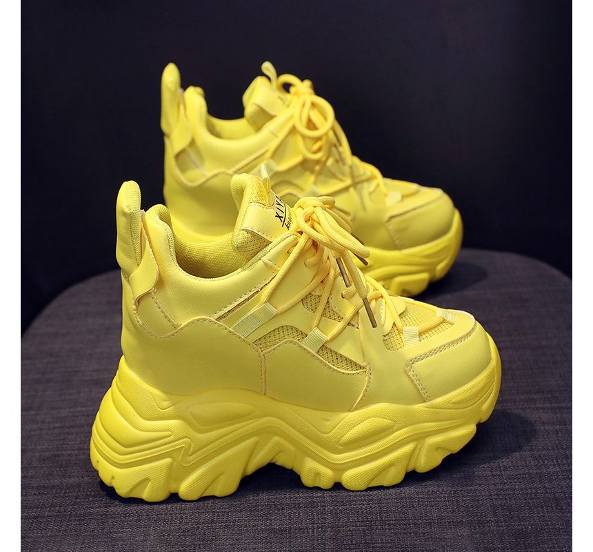 Platform Hidden Wedge Lace Up Sneakers