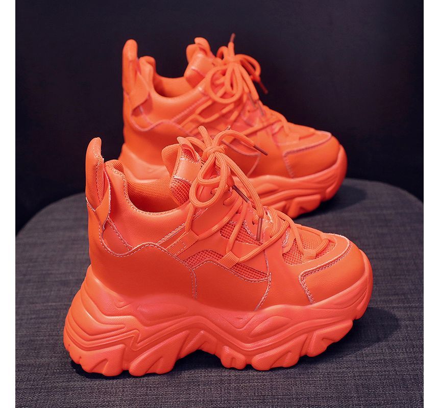 Platform Hidden Wedge Lace Up Sneakers