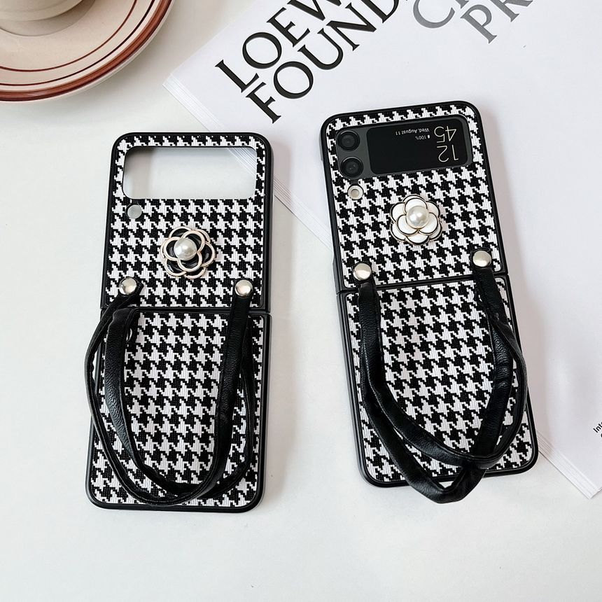 Floral Houndstooth Phone Case - Samsung Flip