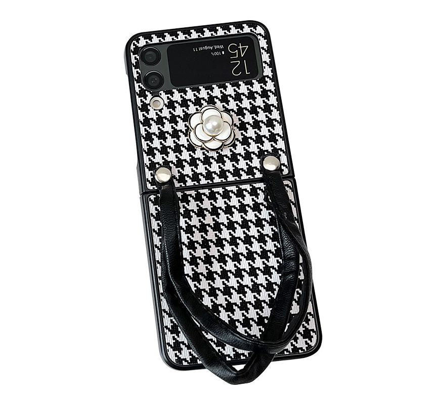 Floral Houndstooth Phone Case - Samsung Flip