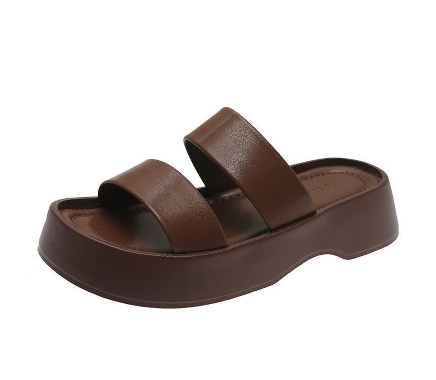 Platform Plain Slide Sandals