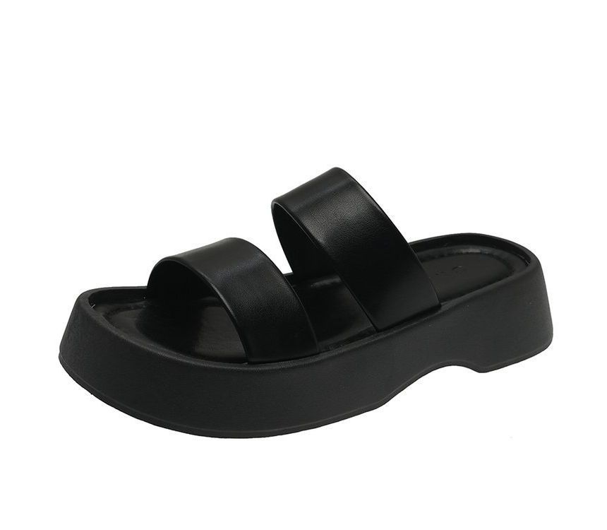 Platform Plain Slide Sandals