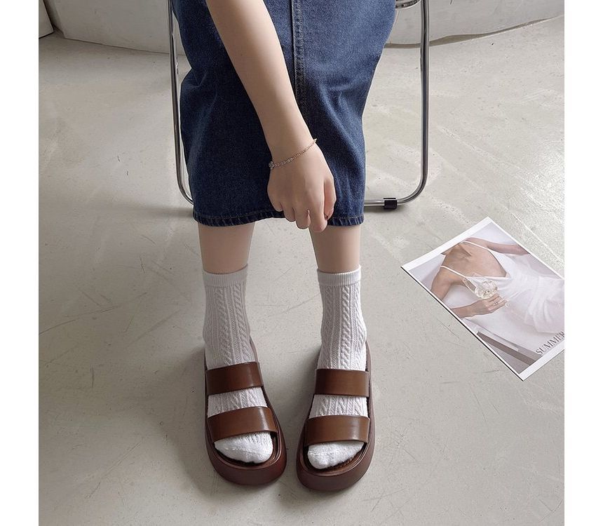 Platform Plain Slide Sandals