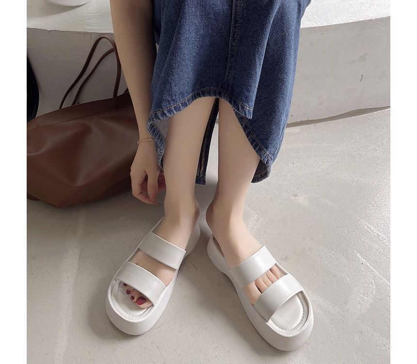 Platform Plain Slide Sandals