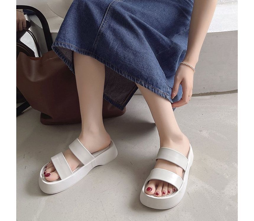 Platform Plain Slide Sandals