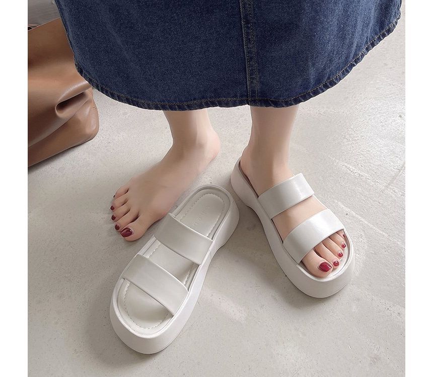 Platform Plain Slide Sandals