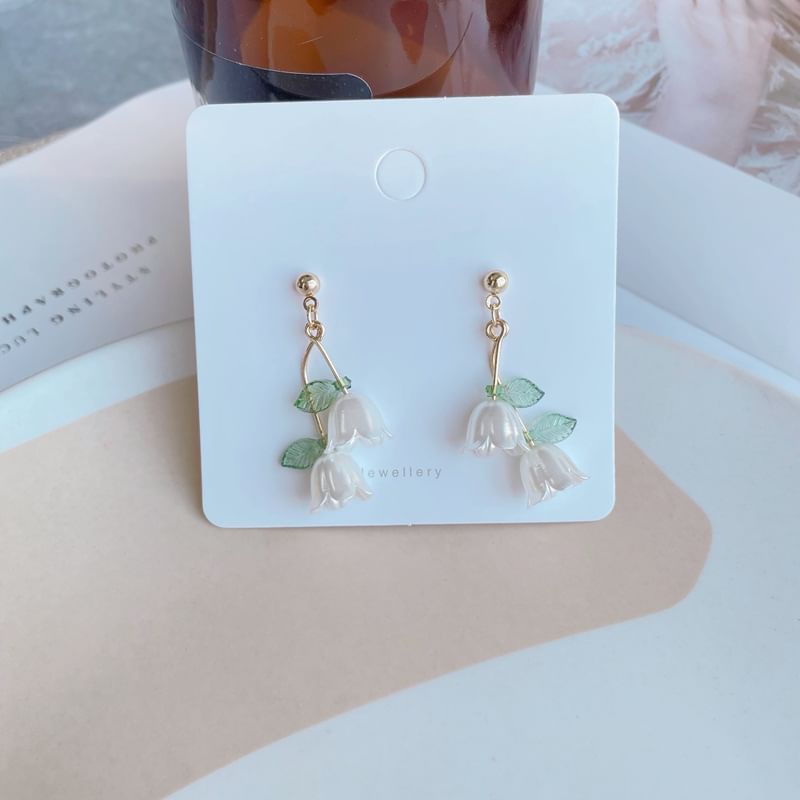 Floral Resin Alloy Dangle Earring