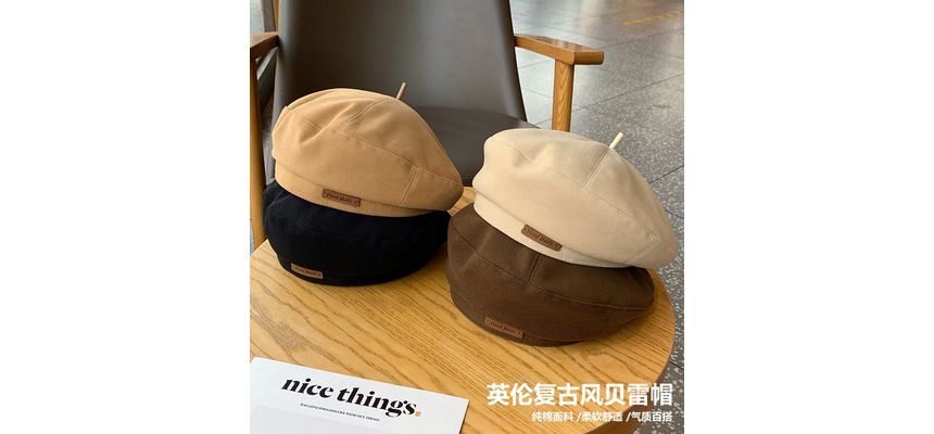 Lettering Applique Beret Hat