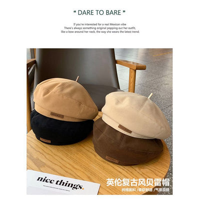 Lettering Applique Beret Hat