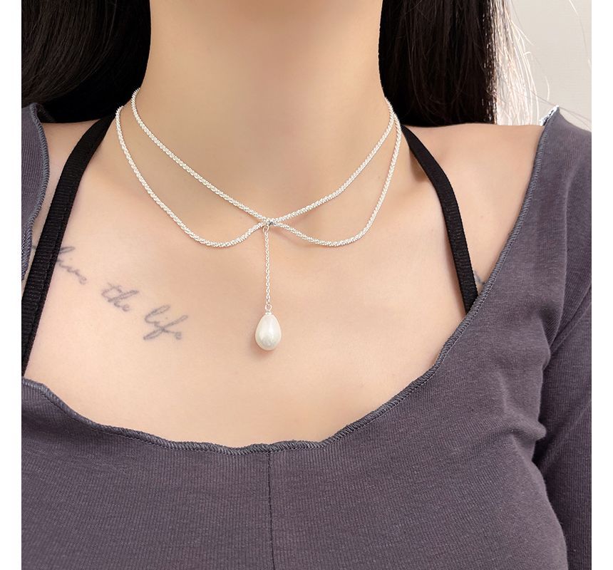 Lariat Faux Pearl Necklace