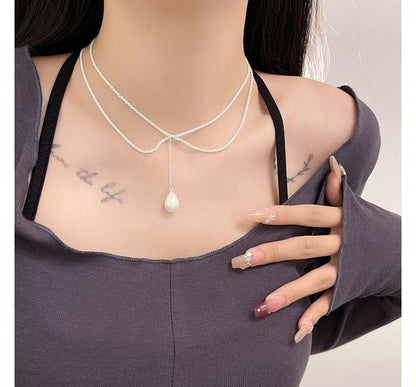 Lariat Faux Pearl Necklace