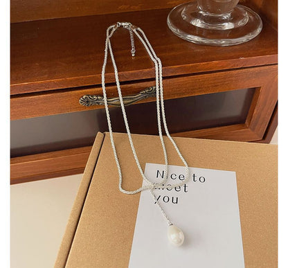 Lariat Faux Pearl Necklace