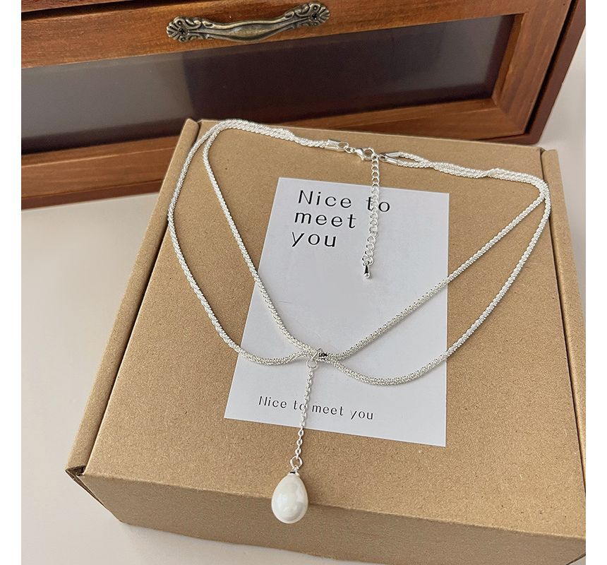 Lariat Faux Pearl Necklace