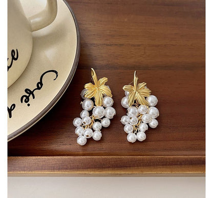 Drop Faux Pearl Grape Earring