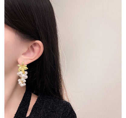 Drop Faux Pearl Grape Earring