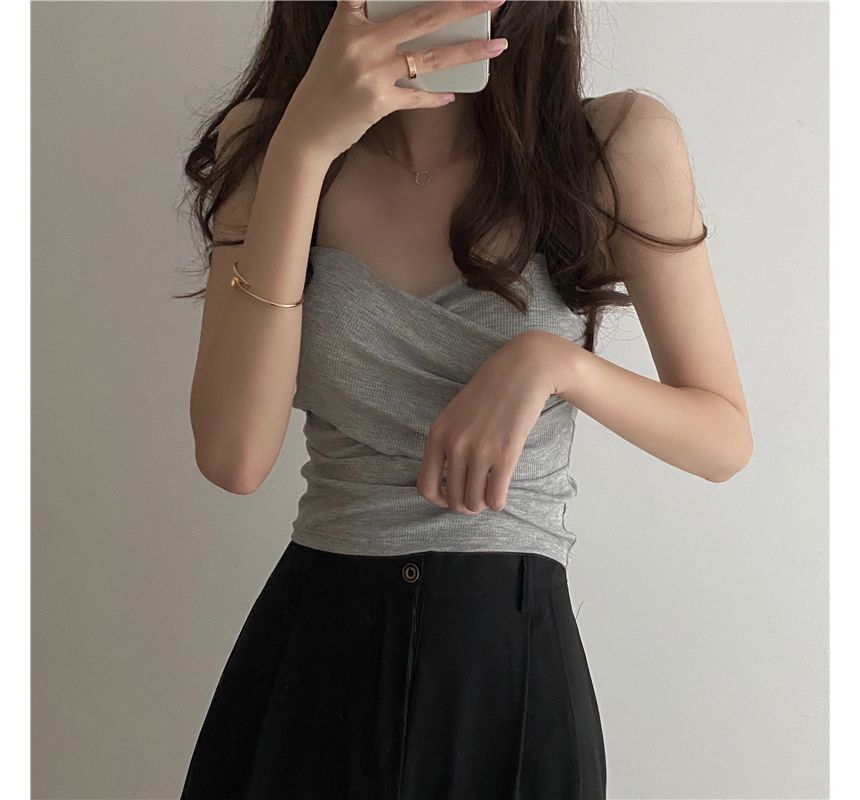 Sweetheart Neckline Plain Crop Camisole Top