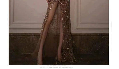 Spaghetti Strap Sweetheart Neckline Sequined Mermaid Evening Gown