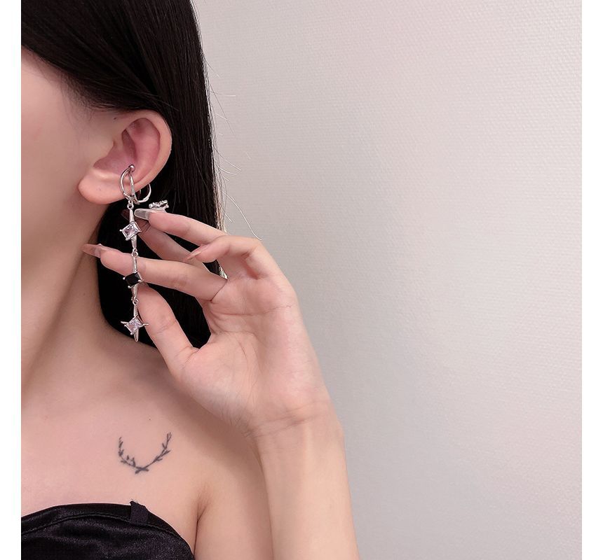 Dangle Earring Rhinestone Star Alloy Cuff