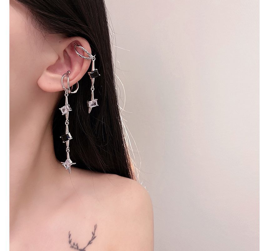 Dangle Earring Rhinestone Star Alloy Cuff