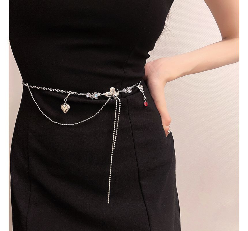 Alloy Chain Belt Heart Waist Moonstone