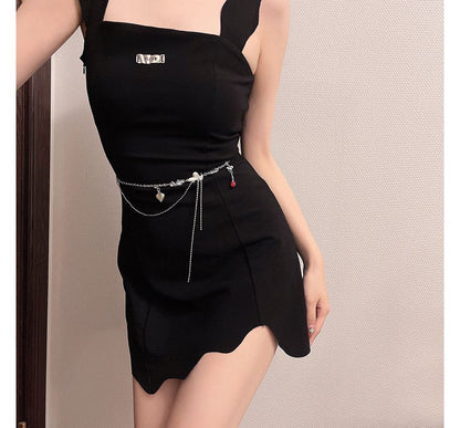 Alloy Chain Belt Heart Waist Moonstone