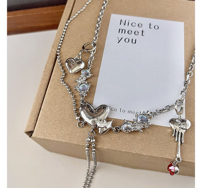 Alloy Chain Belt Heart Waist Moonstone