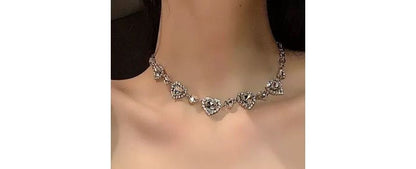 Rhinestone Heart Alloy Choker