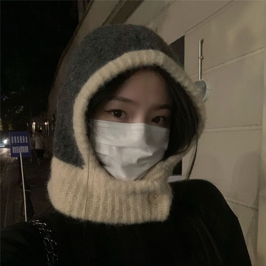 Contrast Trim Knit Balaclava