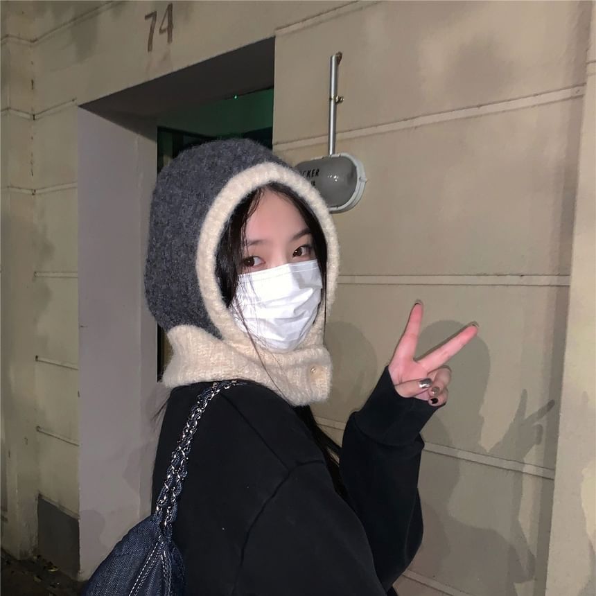 Contrast Trim Knit Balaclava