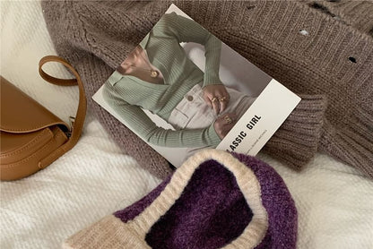 Contrast Trim Knit Balaclava