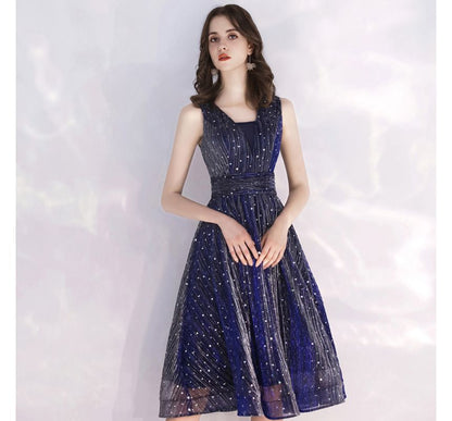 Sleeveless Star Sequin A-Line Cocktail Dress