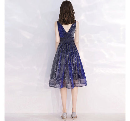 Sleeveless Star Sequin A-Line Cocktail Dress