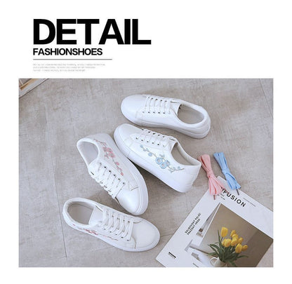 Floral Embroidered Lace-Up Sneakers