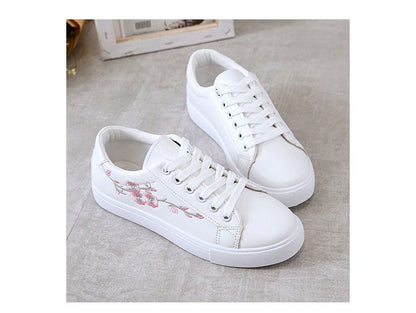 Floral Embroidered Lace-Up Sneakers