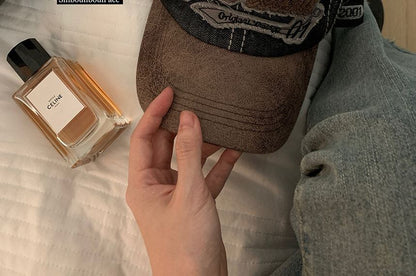 Letter Embroidered Two-Tone Denim Baseball Cap