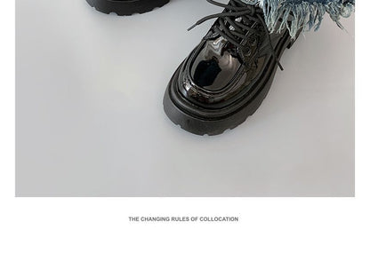 Patent Platform Lace-Up Shoes